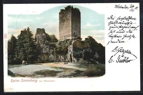 AK Sonnenberg / Wiesbaden, Blick zur Ruine