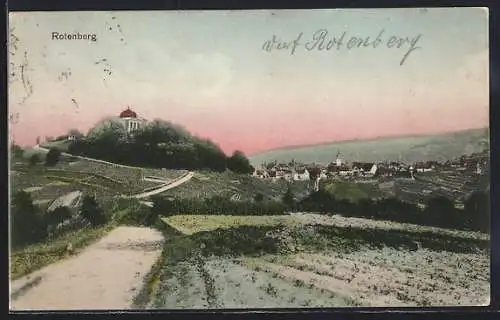 AK Rotenberg / Stuttgart, Ortsansicht vom Feldweg aus mit Panorama