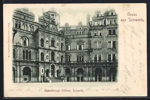AK Schwerin / Mecklenburg, Grossherzogliches Schloss, Hofpartie