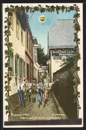 AK Rüdesheim a. Rhein, Weinhaus zum Rüdesheimer Schloss i. d. Drosselgasse