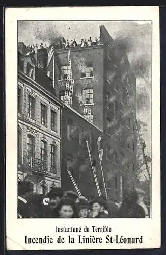 AK St. Leonard, Incendie de la Linière St-Leonard, Menschen auf dem Dach eines brennenden Hauses