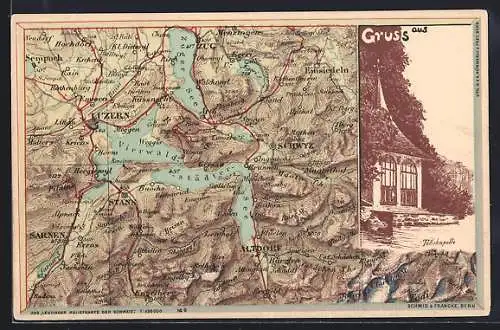Landkarten-AK Luzern und Umgebung, Tellskapelle