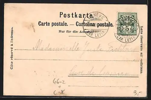 AK Genève, Place Neuve, Pferdebahn