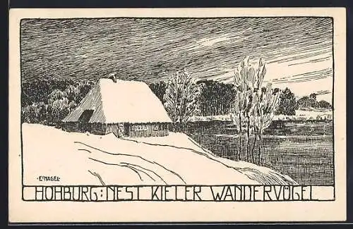 AK Hohburg, Nest Kieler Wandervögel im Winter