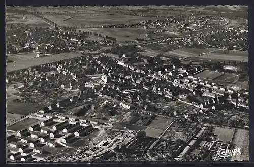 Foto-AK Leverkusen, Luftbildansicht der Stadt