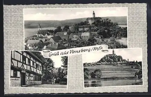 AK Virnsberg / Mfr., Gasthaus zum Kreuz, Schloss und verschiedene Ortsansichten