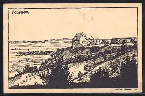 AK Ipsheim, Bergschloss Hoheneck von Osten