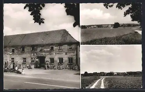 Foto-AK Wernsbach / Roth, Gasthaus Zum goldenen Hirschen mit BP-Tankstelle und Landschaftsansichten