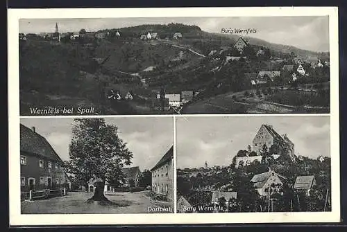 AK Wernfels / Spalt, Dorfplatz und Burg Wernfels