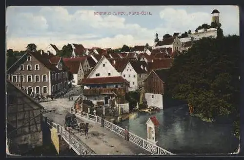 AK Neuhaus an der Pegnitz, Brücke und Stadtansicht
