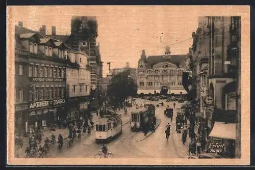 AK Erfurt, Anger mit Strassenbahn und Geschäften