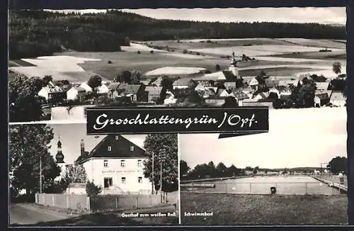 AK Groschlattengrün / Opf., Gasthof zum weissen Ross und Schwimmbad