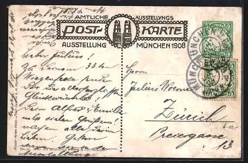 AK München, Ausstellung 1908 - Künstlertheater