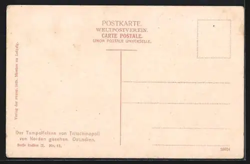 AK Tritschinopoli, Der Tempelfelsen von Tritschinopoli von Norden gesehen