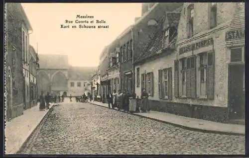 AK Messines, Rue Courte et Belle, Kort en Schoone straat