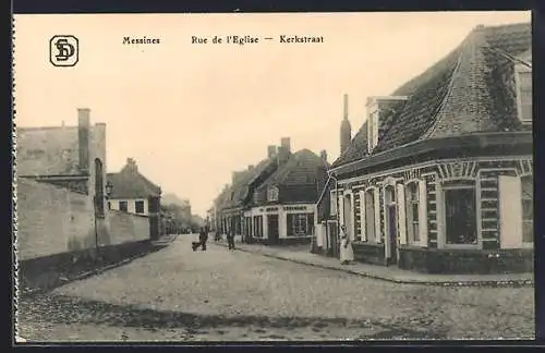AK Messines, Rue de l`Eglise, Geschäfte