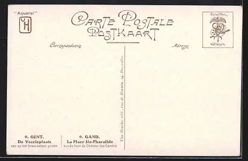 Künstler-AK Gand, La Place Ste Pharailde vue de haut du Chateau des Comtes