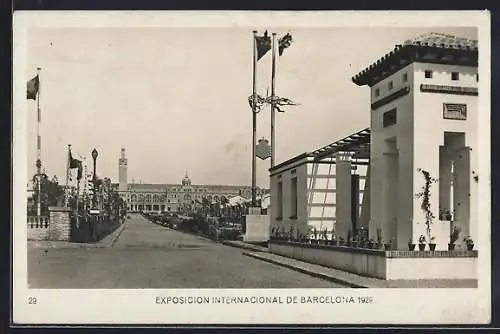 AK Barcelona, Exposicion Internacional 1929, Avenue du Stade, Ausstellung