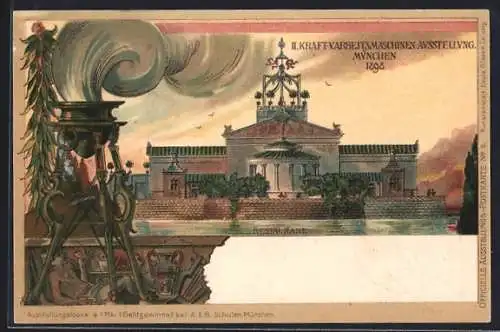 Lithographie München, II. Kraft-Arbeitsmaschinen-Ausstellung 1898, Restaurant