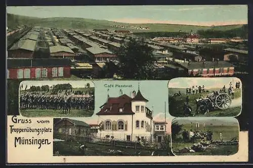 AK Münsingen, Truppenübungsplatz, Lager, Cafè Plesdonat, Soldatenansichten