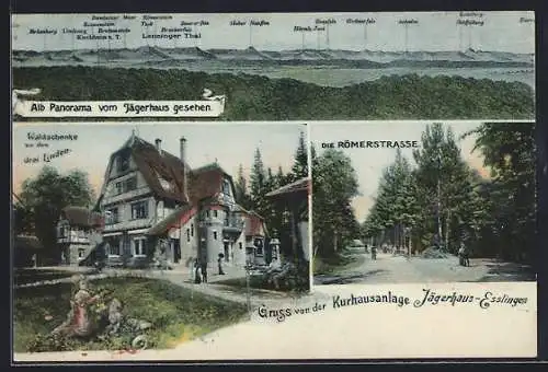 AK Esslingen / Neckar, Kurhausanlage Jägerhaus, Römerstrasse, Alpen-Panorama