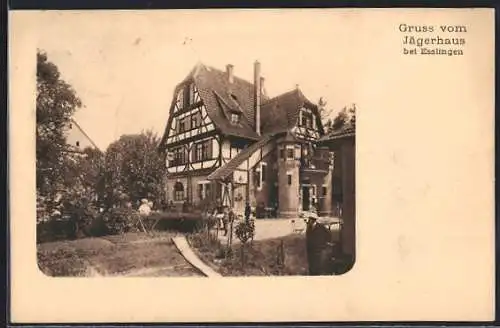 AK Esslingen / Neckar, Gaststätte Jägerhaus mit Garten