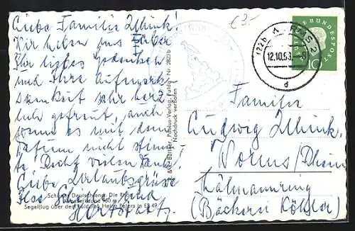 AK Wasserkuppe, Segelflieger Heinz Peters in ES 49 über dem Fuldatal