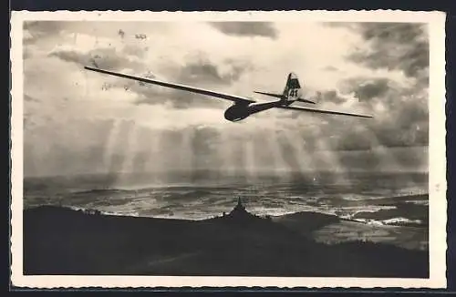 AK Wasserkuppe, Segelflug ins Wolkenmeer und Sonnenstrahlen