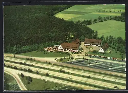 AK Gütersloh, Autobahn-Rasthaus-Hotel, Panorama aus der Luft gesehen