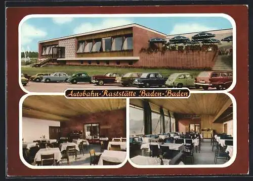 AK Baden-Baden, Autobahn-Raststätte, Aussen- u. Innenansichten