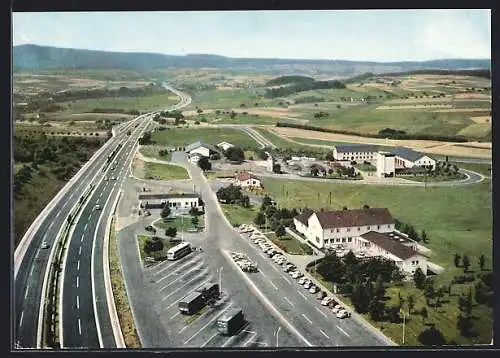 AK Montabaur, Autobahn u. Rasthaus aus der Vogelschau