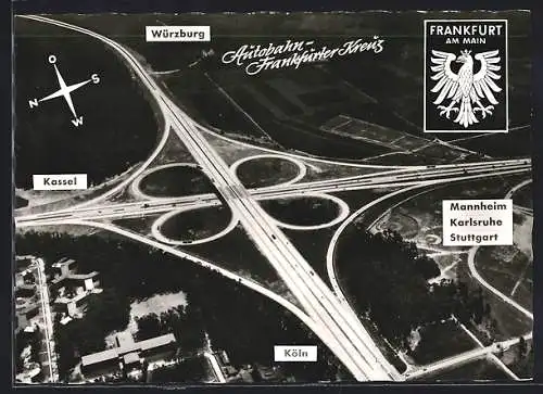 AK Autobahn Frankfurter Kreuz aus der Vogelschau