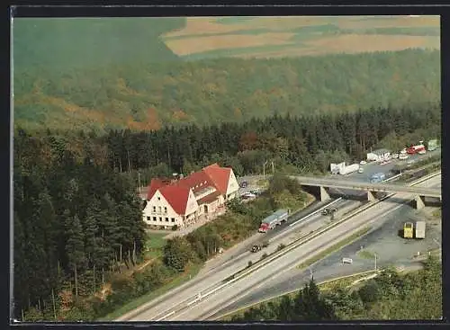 AK Rimberg über Bad Hersfeld, Autobahn-Raststätte Rimberg an der Strecke Kassel - Frankurt