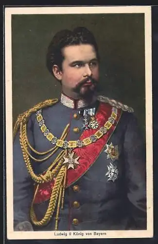 AK Portrait König Ludwig II. von Bayern in Uniform mit Orden