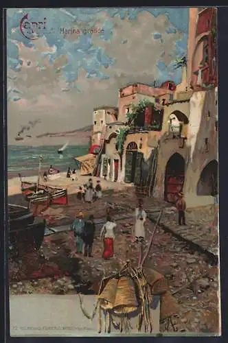 Künstler-AK Capri, Marina Grande, Blick aufs Meer