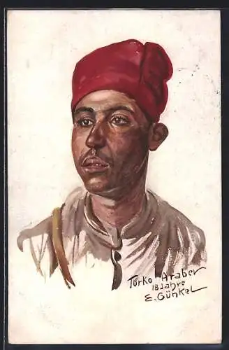 Künstler-AK 18 jähriger Turko-Araber, Kriegsgefangenenportrait
