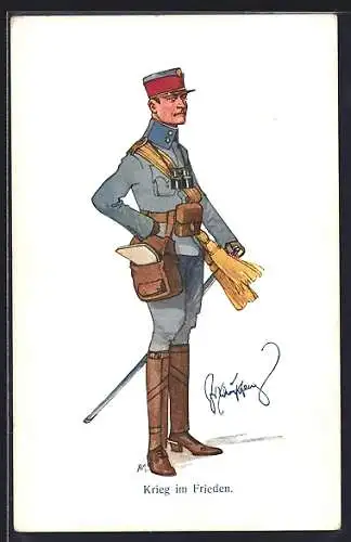 Künstler-AK Fritz Schönpflug: Soldat in Uniform