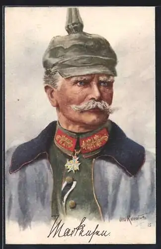Künstler-AK Rudolf Schneider: General von Mackensen in Uniform mit Pickelhaube