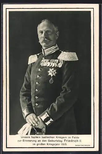 AK Grossherzog Friedrich II. von Baden in Uniform