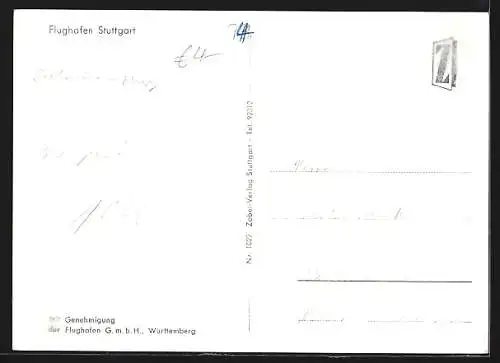 AK Flughafen Stuttgart, Flugzeuge auf ihren Parkpositionen, Terminal, Tower