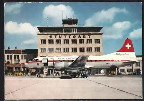AK Stuttgart, Flughafen, Flugzeug der Swissair