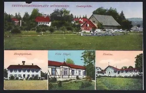 AK Münsingen, Truppenübungsplatz, Kantine, Hauptgebäude, Villa Hügel