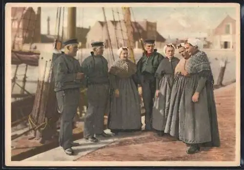 AK Scheveningen, Gruppenbild, Niederländische Trachten