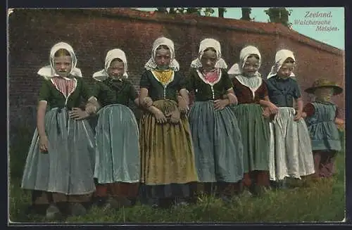 AK Walcheren /Zeeland, Walchersche Meisjes, Niederländische Mädchen