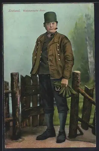 AK Walcheren /Zeeland, Walchersche Boer, Niederländer mit Tabakspfeife