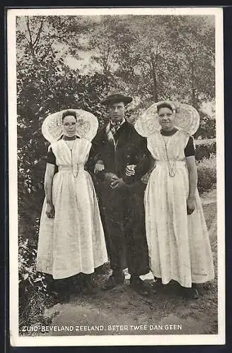 AK Zuid-Beveland /Zeeland, Niederländer mit zwei Frauen