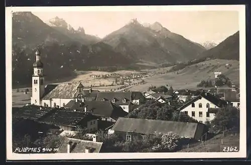 AK Fulpmes, Teilansicht mit Gipfelblick aus der Vogelschau
