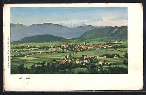 AK Villach, Gesamtansicht mit Bergpanorama