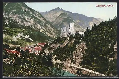 AK Landeck, Blick nach der Burg