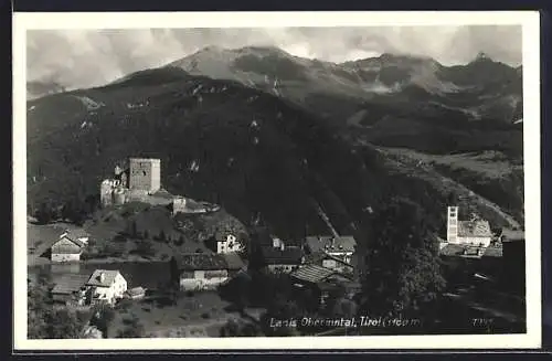 AK Ladis /Oberinntal, Ortsansicht mit Burg aus der Vogelschau